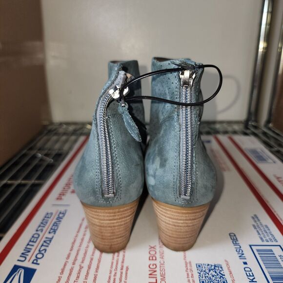 Franco Sarto Sandals Womens 8 Bohemian Blue Leather Peep Toe Heels - GOOD - Picture 5 of 11